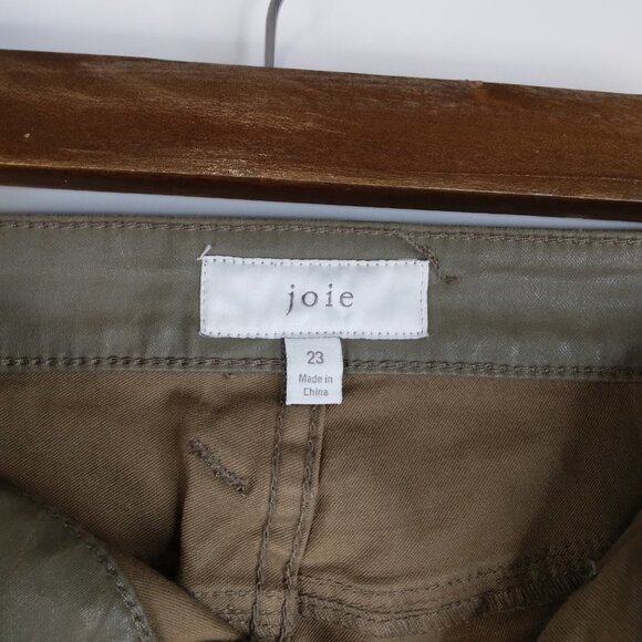 Joie Park Skinny Waxed Green Cargo Pants Size 23 - Picture 8 of 16